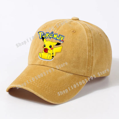 Pokémonové bejzbalové čiapky Pikachu Kawaii Anime postavičky Slnečné klobúky Letné vonkajšie detské a rodičovské slnečné klobúky Trendové čiapky s kačacím jazýčkom Darček
