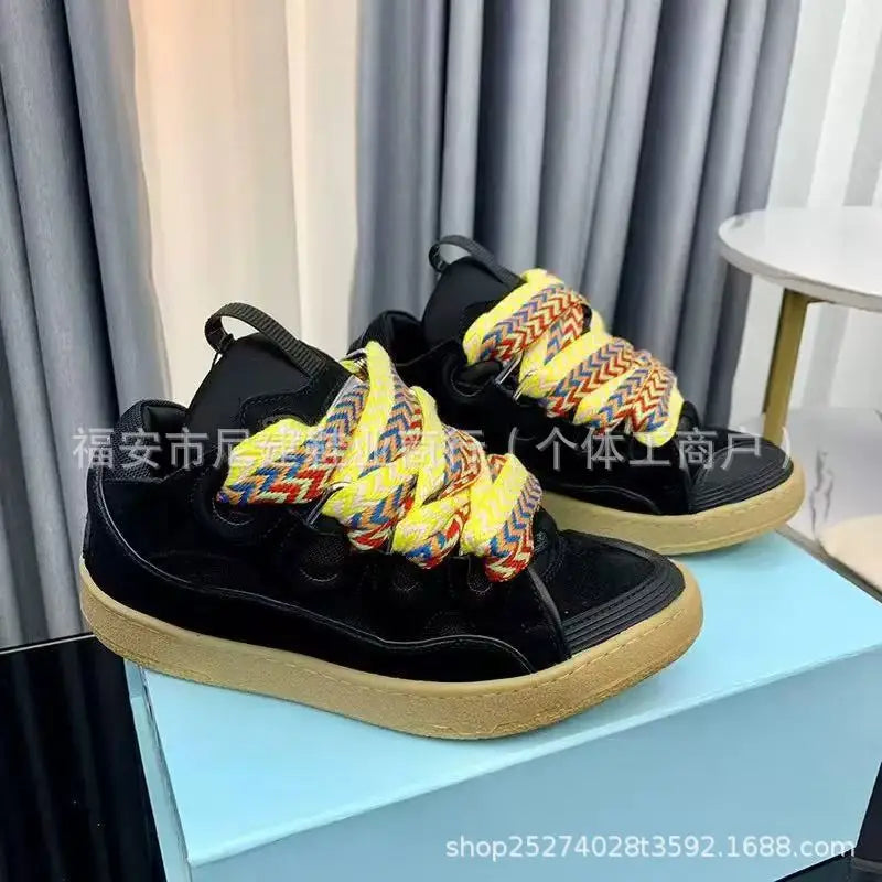 Comfortable High Heel Skate Shoes Thick Bottom Casual Sporty Dad Bag Shoes Vietnamese Cambodian New Style Knot Tied Slip-On