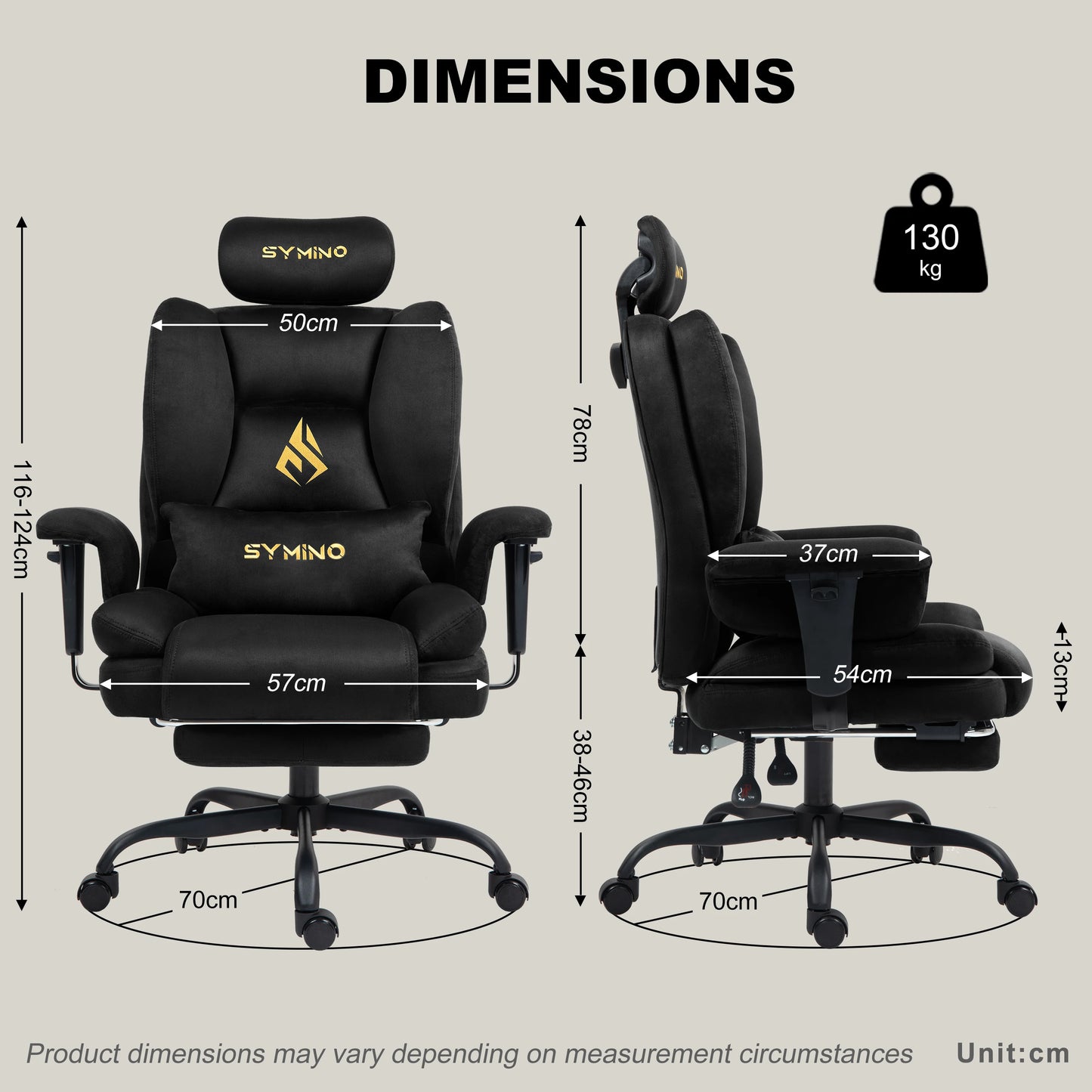 Symino Gaming Chair, Faux Suede Sofa-Style Office Chair with Footstool Height-Adjustable Office Chair, 130kg Capacity