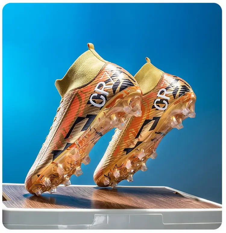 Unisex Teen Low Top Football Shoes Lightweight Elastic Sole Anti Slip Short Spikes Lawn Field Match Training Sneakers