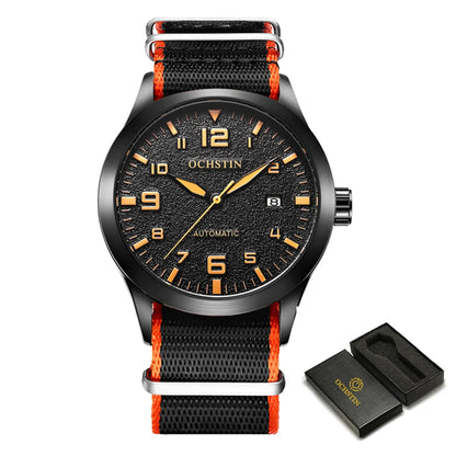 OCHSTIN Man Mechanical Pilot Wrist Watches Luxury Self Wind Leather Mechanic Male Clock Auto Date Relogio Masculino Gift for Men