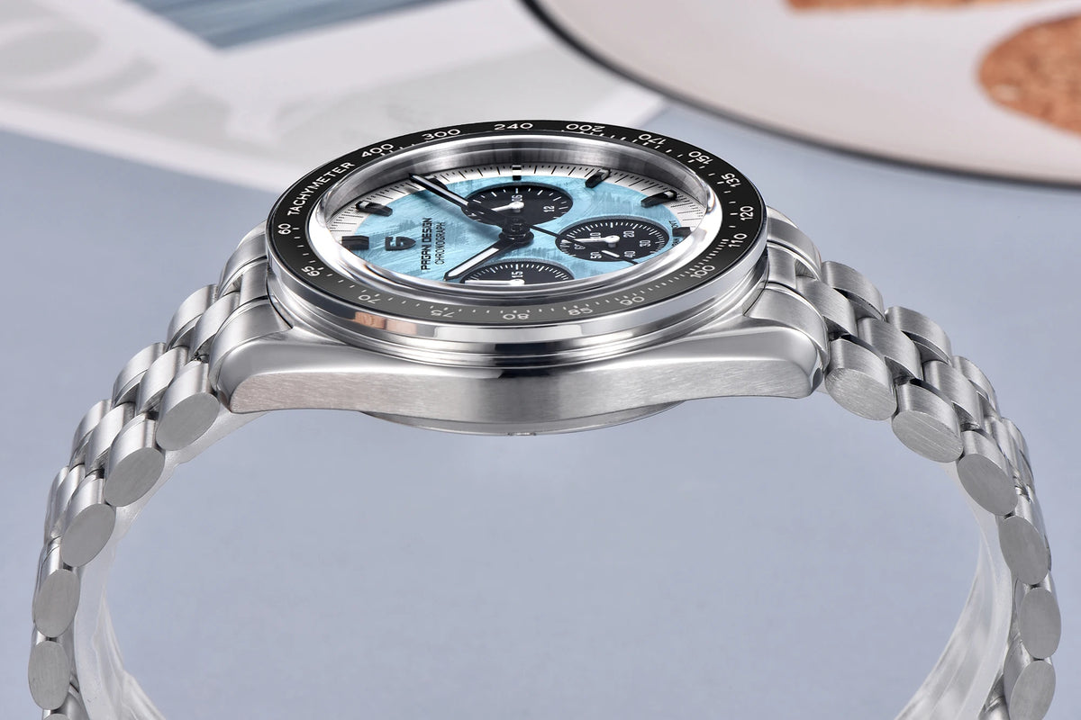 Pánske hodinky PAGANI DESIGN „New Moon“ – luxusné quartzové hodinky, chronograf, zafírové sklo s antireflexnou úpravou, keramický rámček, luminiscenčné ručičky