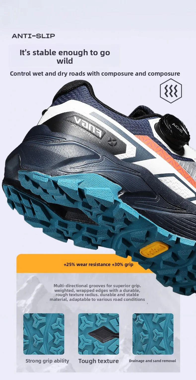 Sapatilhas de corrida para homem primavera e verão — calçado outdoor para caminhada, sapatilhas de trail resistentes ao desgaste com fecho BOA, respiráveis, estilo desportivo e casual
