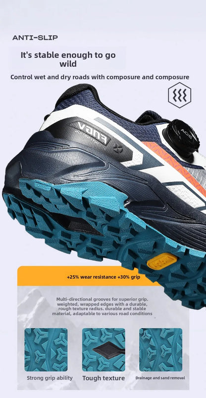 Sapatilhas de corrida para homem primavera e verão — calçado outdoor para caminhada, sapatilhas de trail resistentes ao desgaste com fecho BOA, respiráveis, estilo desportivo e casual