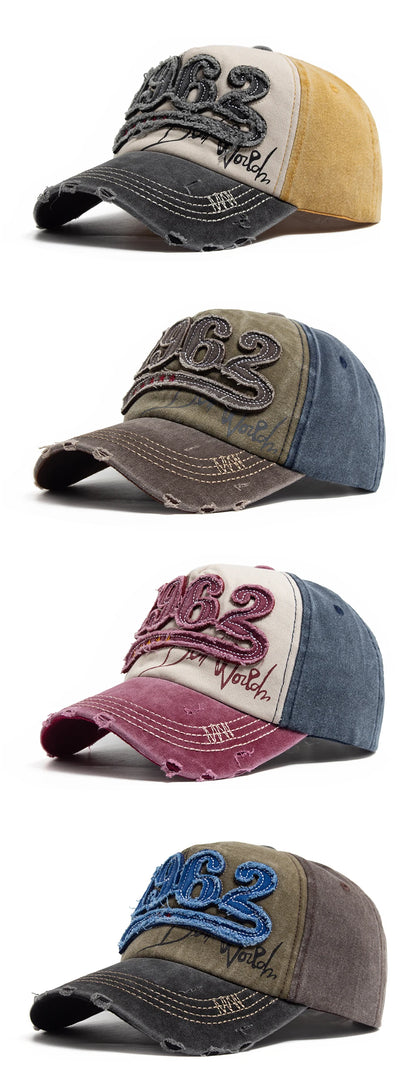 Fashion Vintage Washed Cotton Baseball Cap Men Digit 1962 Embroidery Snapback Spring Autumn Women Hat Visor Hip Hop Caps