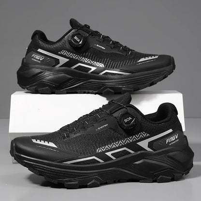 Sapatilhas de corrida para homem primavera e verão — calçado outdoor para caminhada, sapatilhas de trail resistentes ao desgaste com fecho BOA, respiráveis, estilo desportivo e casual