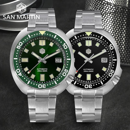 San Martin Turtle Men Diver Watch 44mm NH35 Automatic Mechanical Wristwatch Sapphire Waterproof 200m Luminous Relojes SN0047