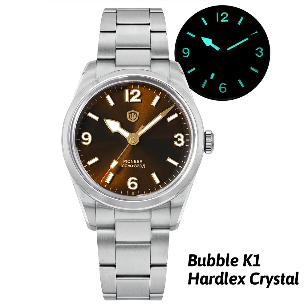 Montre à quartz pour homme Watchdives WD1960S V2, style vintage, cadran crème, 36 mm, mouvement VH31 à trotteuse fluide, verre saphir bombé, étanche 10 ATM, aiguilles luminescentes, boîtier en acier inoxydable