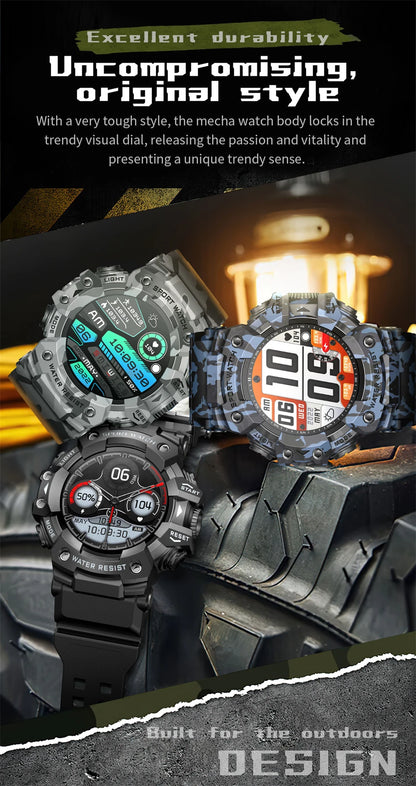 New Military Sports Smart Watch Men 100+ Sports Outdoor Fitness Compass Heart rate BT Call Waterproof Smartwatch For iOS Android
