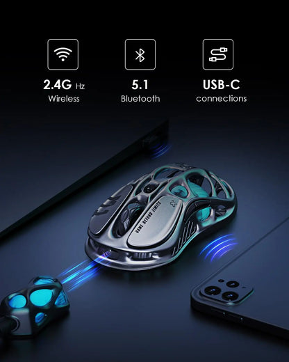 Rato Gaming Sem Fios GravaStar Mercury M1 Pro 26000DPI com Cabo / 2.4GHz / Bluetooth GLOWSYNC RGB