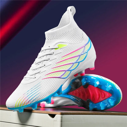 Botas de futebol Superfly FG para exterior, sapatilhas de futebol pretas com pitons, calçado desportivo profissional macio, respirável e confortável, tamanhos grandes