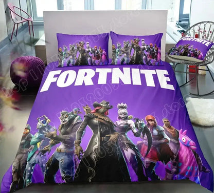 Fortnite Bedding Set Duvet Cover 3 Piece 3D Printed Bedroom Bedding Game Anime Cartoon Pillowcase Room Decoration Gifts