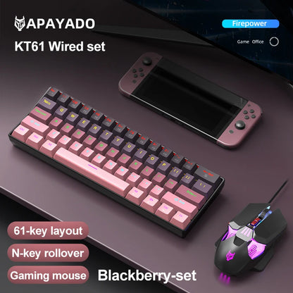 Teclado mecánico mini APAYADO K61, con cable, 61 teclas, Phantom RGB, negro/blanco, interruptor mecánico rojo/azul para gaming, portátil 60%