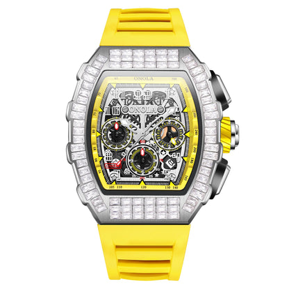 Hot Selling Fashion Fully Automatic Mechanical Watches Men ONOLA Unique Design with Diamond Inlaid Waterproof Tape Men's Watch