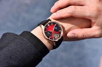 PAGANI DESIGN – Mekanisk luksusur til mænd, 41 mm, safirglas, læderrem, vandtæt, pilotstil, med tourbillon og månefase