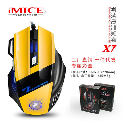 IMICE X7 Optical Gaming Mouse Adjustable DPI Ergonomic Anti-Slip Design Colorful Luminous Suitable for Desktop Computers Laptop