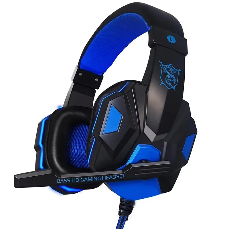 Casques de jeu supra-auriculaires, écouteurs filaires 3.5mm, écouteurs stéréo avec microphone réglable pour PS4, PS5, ordinateur portable, PC
