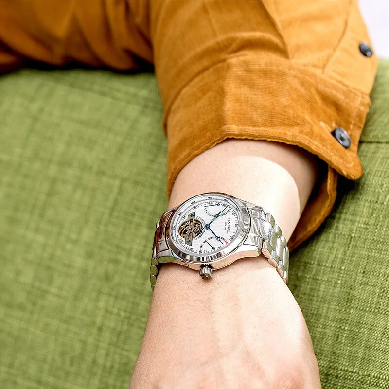 Seagull Flywheel Series Men's Watch Xidong Mechanical Watch 316L Precision Steel Band 39mm Business Watch Relojes Para Hombres