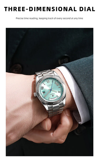 Top Brand Business Men's Watches Luxury Calendar Week Automatic Mechanical Watch for Man Waterproof Gold Stainless Steel