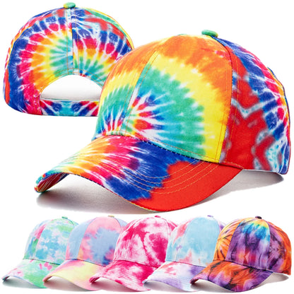 New Outdoor Casual Tie Dye Caps For Women Rainbow Colorful Baseball Cap Female Fashion Streetwear Summer Hat