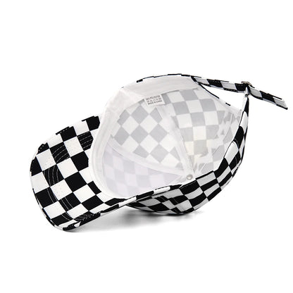 Spring Summer New Black and White Chessboard Lattice Plaid Baseball Cap Retro Casual Sunshade Sun Hat Travel Outdoor Hat Tide