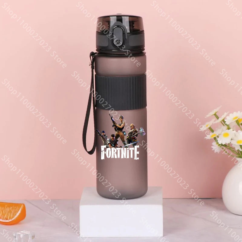 550ML Cartoon Fortnite Adult Sport Water Bottle, Motivational Leak-Proof Portable Reusable Plastic Cup, Large Capacity Water Cup
