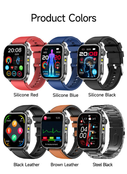 2026 New 650nm Laser Therapy Blood Fat Uric Acid Blood Pressure Smart Watch ECG+PPG Precise Health Monitor Smartwatches For Men