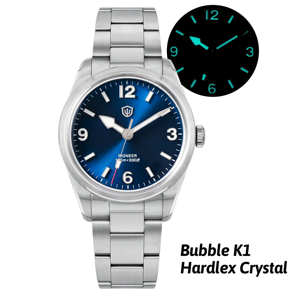 Montre à quartz pour homme Watchdives WD1960S V2, style vintage, cadran crème, 36 mm, mouvement VH31 à trotteuse fluide, verre saphir bombé, étanche 10 ATM, aiguilles luminescentes, boîtier en acier inoxydable