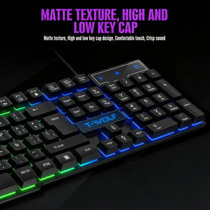 Mechanical feel Gaming Keyboard Light Backlit RGB wired keyboard USB office home  media keys Russian Spanish Arabic English