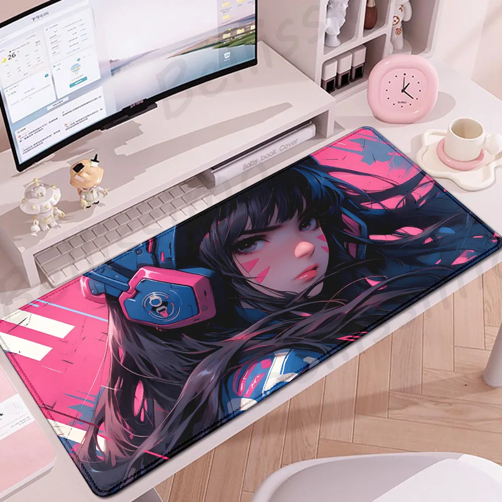 Гейминг аксесоари O-Overwatch D-D.va подложка за мишка, голяма подложка за клавиатура и мишка за PC бюро, XXL удължена gamer подложка за мишка