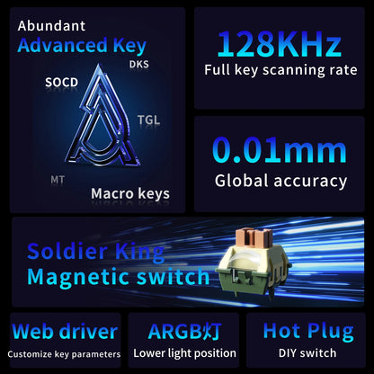 AJAZZ AK980 MAX Wired Magnetic Switch Keyboard 0.01mm 8K Mechanical Keyboards Hot Swap ARGB E-sports Games Customized Keyboard