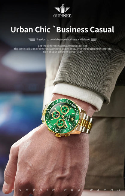 OUPINKE Fashion Mens Watches Top Brand Luxury Business Sport Watch Multifunction Automatic Mechanical Men Clock Waterproof Reloj