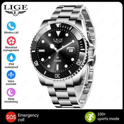 LIGE 2026 Business Smart Watch Men IP68 Waterproof Bluetooth call Sport Men Watches 1.27"HD Screen Health Monitor New Smartwatch