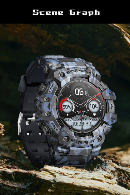 New Military Sports Smart Watch Men 100+ Sports Outdoor Fitness Compass Heart rate BT Call Waterproof Smartwatch For iOS Android