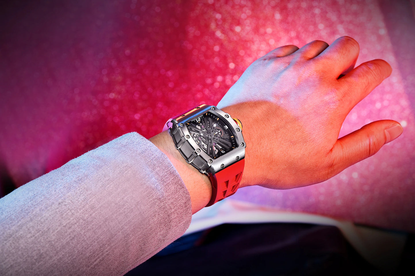 Reloj de cuarzo para hombre PAGANI DESIGN 2026 nuevo, movimiento VH65, esfera esqueleto, resistente al agua 100M, deportivo rectangular, cristal de zafiro