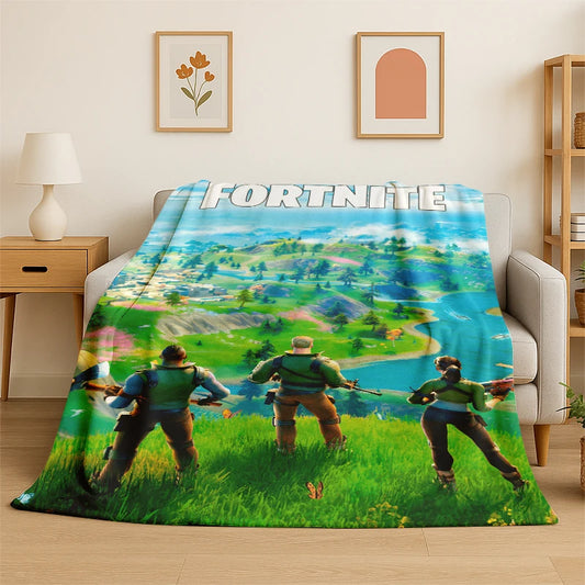 Sarjakuvamainen F-Fortnite Game Gamer -flanellipeitto, pehmeä ja lämmin torkkupeitto makuuhuoneeseen, olohuoneeseen, sänkyyn, matkalle, retkeilyyn, piknikille ja lahjaksi