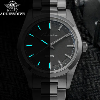 Orologio da uomo ADDIESDIVE in acciaio, stile di lusso, dotato di vetro bombato, movimento al quarzo e rivestimento luminescente blu BGW9; impermeabile fino a 100 ATM, display analogico – Modello AD2066