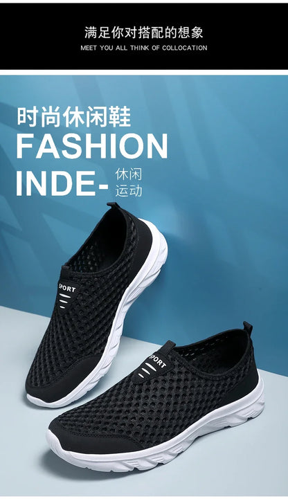 YRZL Lightweight Men's Casual Shoes, Breathable Slip-On Male Casual Sneakers, Anti-Slip Men's Flats, Outdoor Walking Shoes Size 39-46