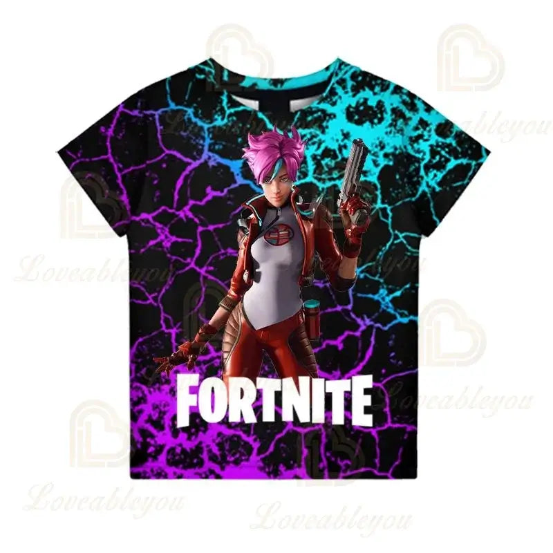 Fortnite Boys T-shirt Kids Tops Summer Children Clothes 3D Funny Battle Royale Game Graphics T Shirt Toddler Girls Top Tee