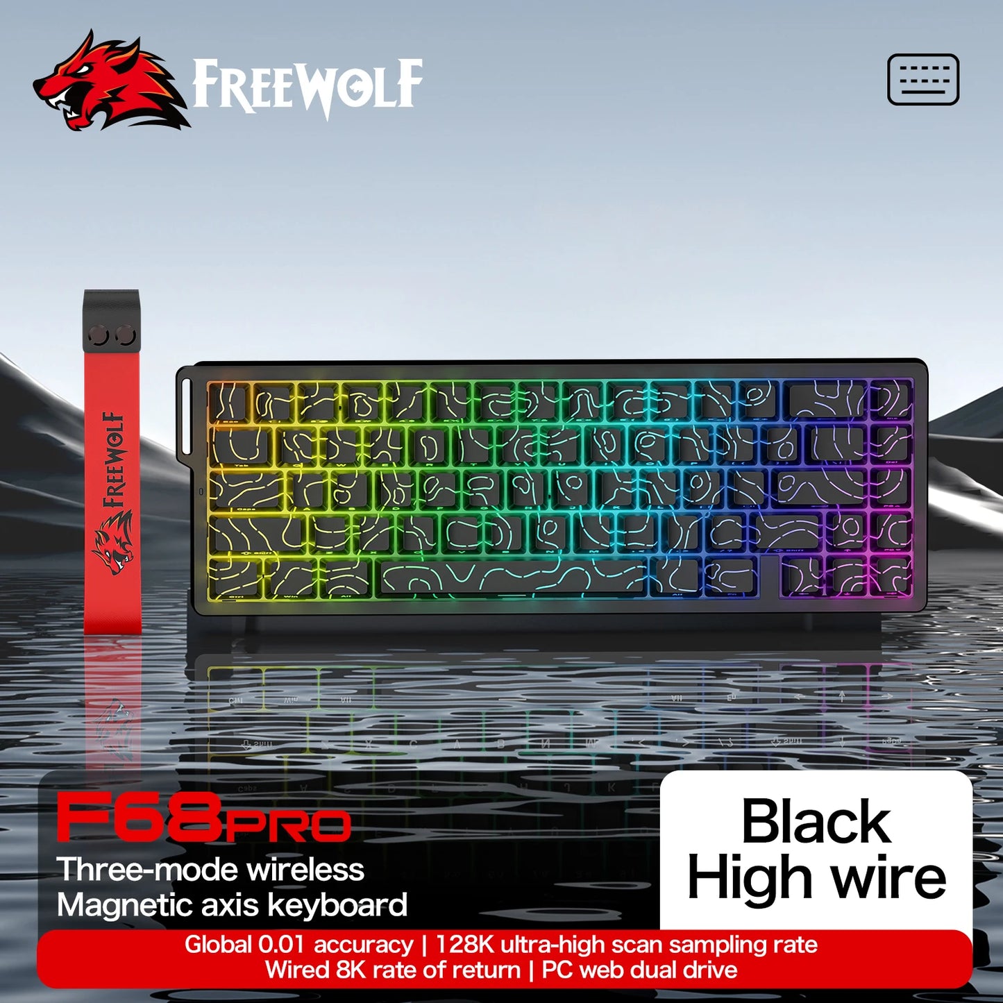 Tastiera da gaming magnetica ATTACK SHARK X68HE X68PRO HE e FREEWOLF F68 cablata F68Pro wireless per pro gaming 0.01mm Rapid Trigg