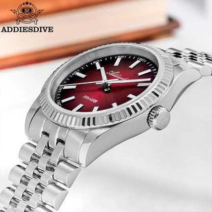 Reloj para hombre ADDIESDIVE AD2073, cristal de zafiro, 36mm, VH31, esfera sunburst, cuarzo, 10Bar, impermeable para buceo, luminoso