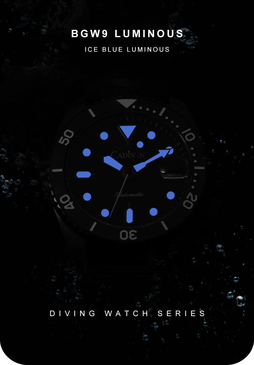 CADISEN New Luminous Men Mechanical Wristwatches Ceramic Bezel MIYOTA 8215 Sapphire Glass Automatic Watch Men Relogio Masculino