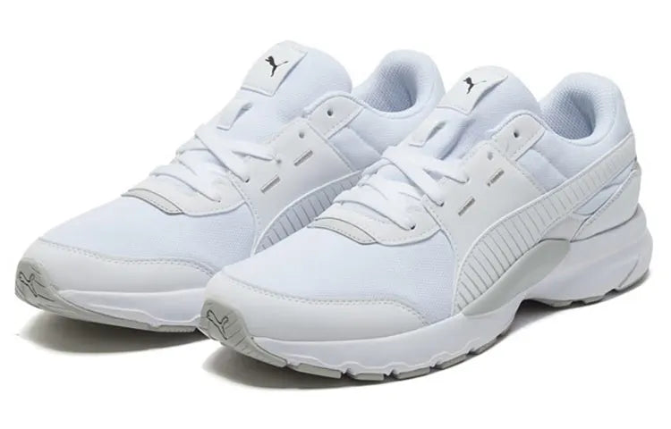 Chaussures de sport décontractées basses, légères et durables, à lacets, bout rond, en tissu Puma Future Runner, blanches et grises, 372611-01