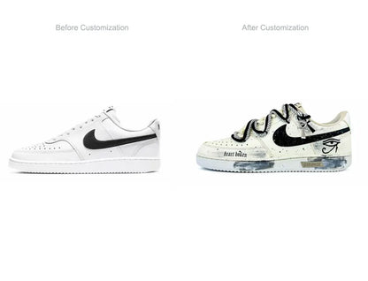 Custom Sneakers Nike Court Vision 1 Low "Eye of God 2.0" Distressed Splatter Men's SkateboardingSneakers