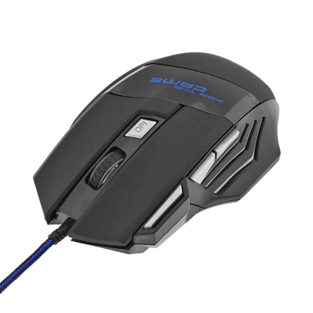 Kabelgebundene Gaming-Maus mit 7-Farben-Hintergrundbeleuchtung, 5500 DPI einstellbar, schwarz, optische kabelgebundene Computer-Gaming-Maus für PC-Gamer und Desktop-Computer