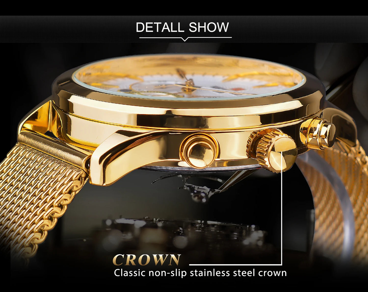 REWARD Business Watches Quartz Movement Fashion Men Gold Stainless Steel Watch Luxury Calendar Quartz Wrist Watch
