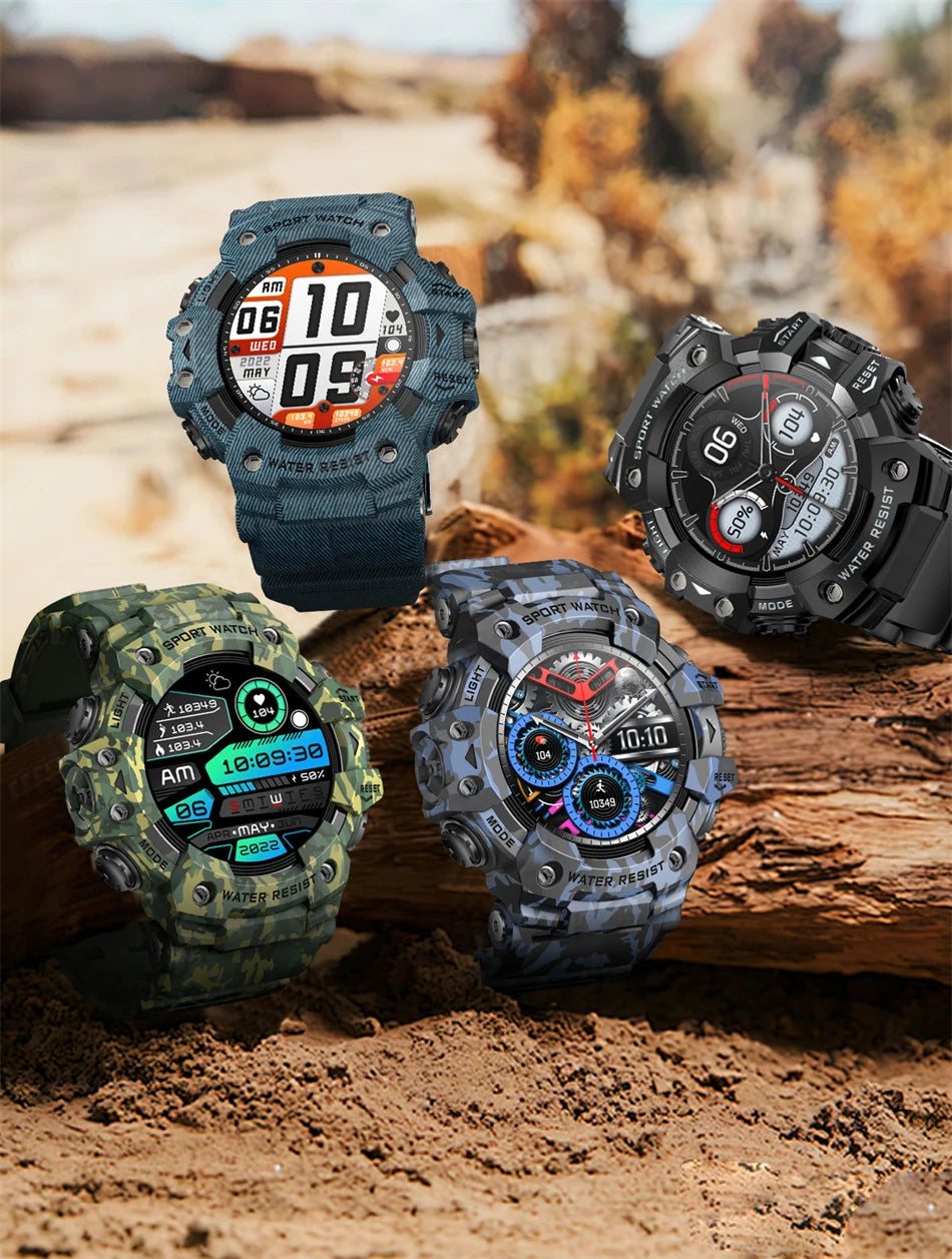 New Military Sports Smart Watch Men 100+ Sports Outdoor Fitness Compass Heart rate BT Call Waterproof Smartwatch For iOS Android
