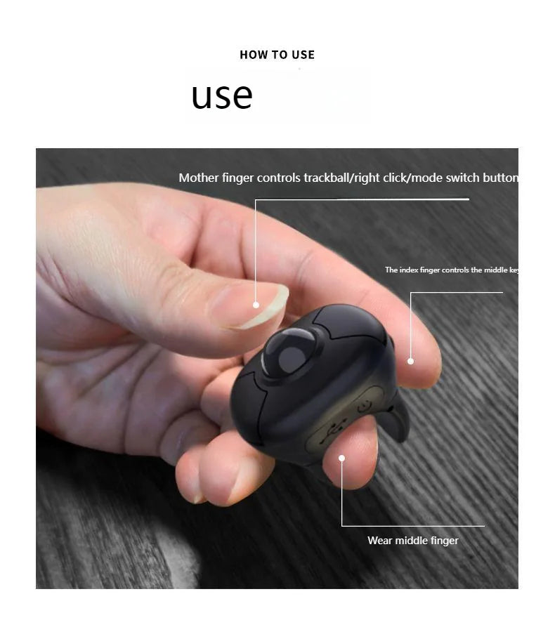 Nova prstanska miška s sledilno kroglico 2.4G+Bluetooth, brezžična miška za daljinsko upravljanje, za kratke videoposnetke/PPT predstavitve/govore/zaslone v vozilu