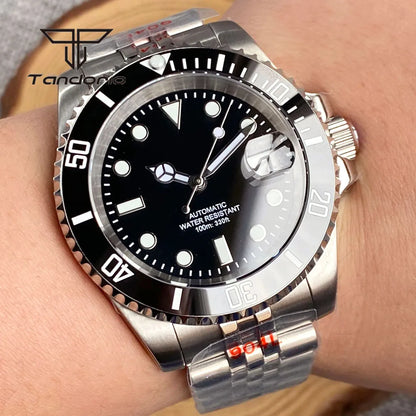 Tandorio 40mm Men's Automatic Watch Date Mechanical Miyota8215/PT5000 Movt Sapphire Business Waterproof Wristwatch Screw Crown