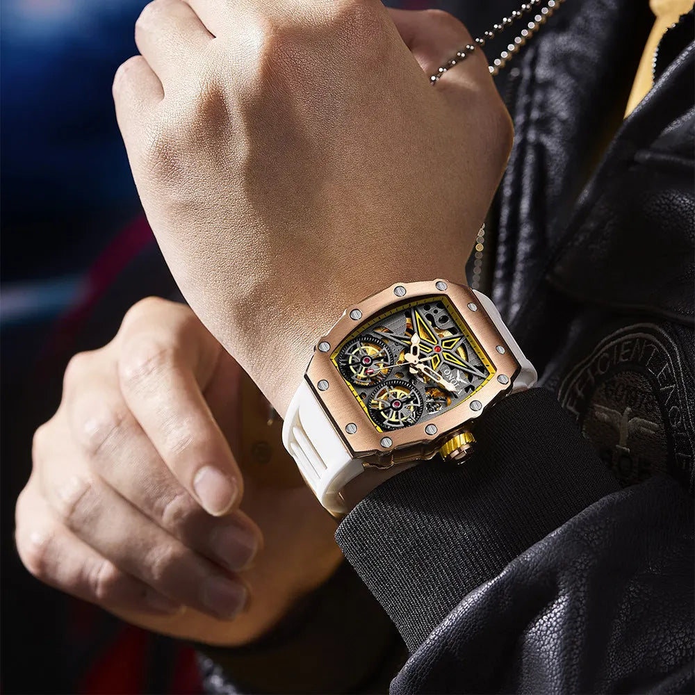 New Luxury Fashion Watches Men ONOLA Brand Hollow Full Automatic Mechanical Men Watch Waterproof Clock